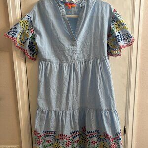 SOLD VILAGALLO Women's Embroidered Short Sleeved Dress with POCKETS - Sz 40